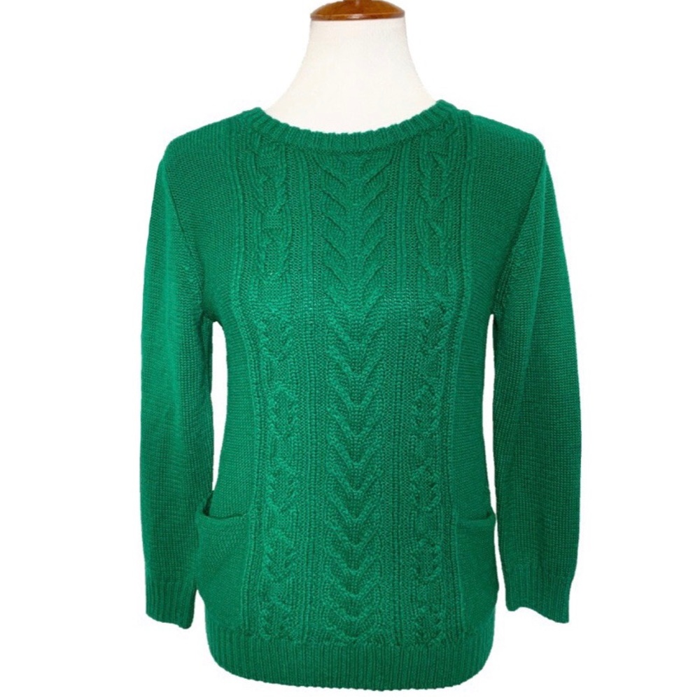 Urban Outfitters Kelly Green Cable Crewneck Sweater